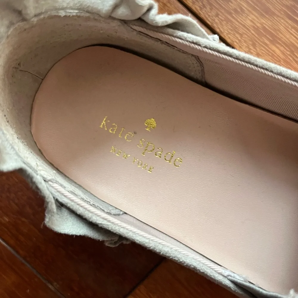 kate spade taupe slip-on sneakers with white sole